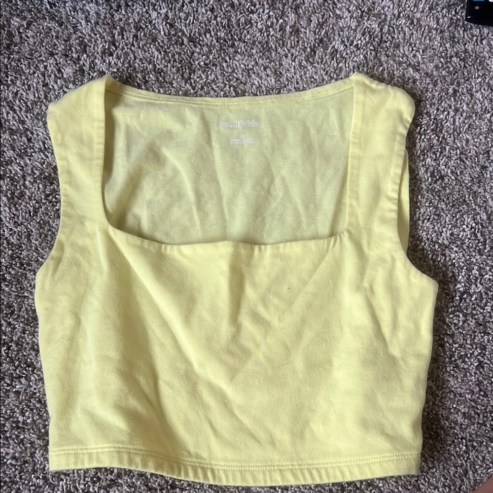 Wild Fable Yellow Fitted Crop Tank Top